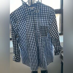 Women’s Croft and Barrow blue and white checkered shirt size large
